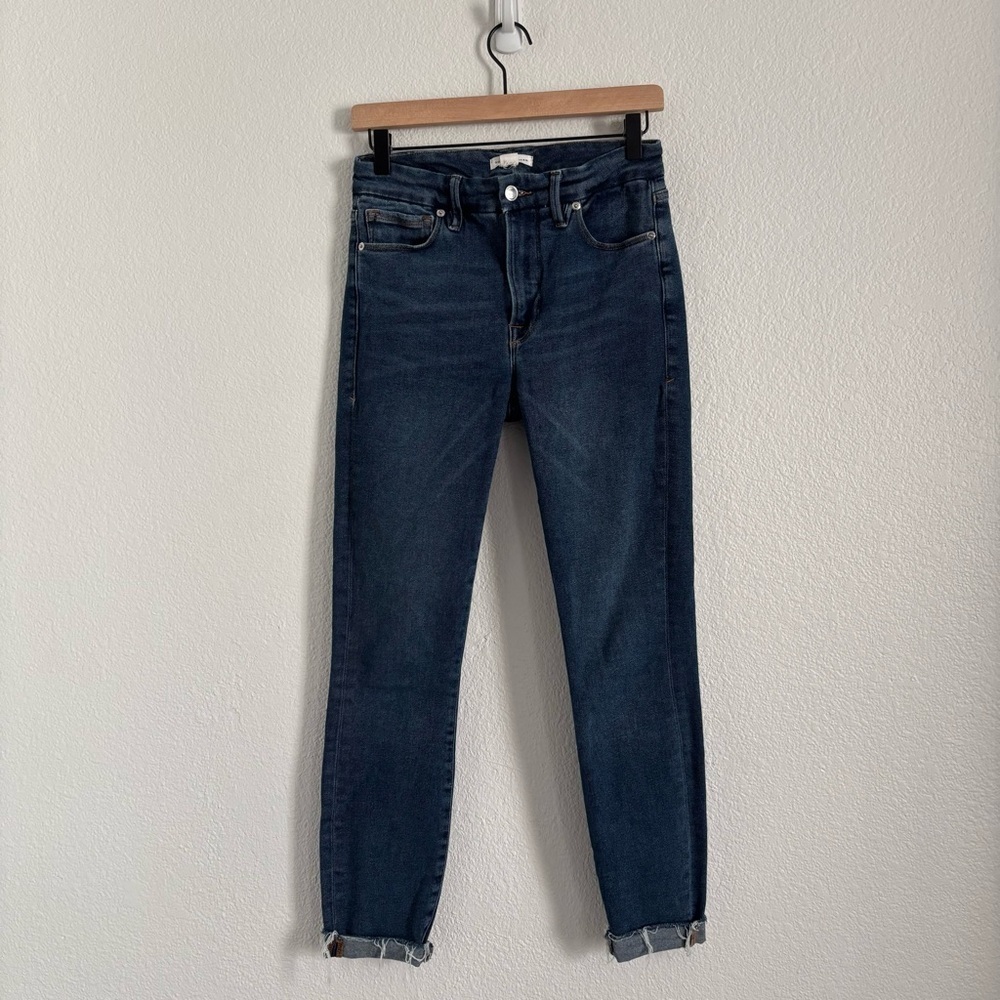 Good American Women's Size 4/27 Blue Good Legs Raw Hem Jeans